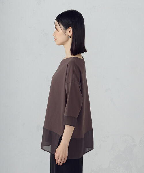 COMME CA ISM(コムサイズム)の「シアーコンビ カットソー(Tシャツ/カットソー・レディース・ブラウン/ブラック・MEDIUM/LARGE)」の12枚目の写真