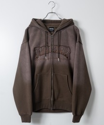 THRASHER（スラッシャー）の「【at】〔THRASHER スラッシャー〕裏起毛 フェード加工 ファイアーロゴアップリケ ダブルジップパーカー（パーカー）」