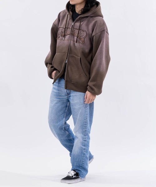 THRASHER(スラッシャー)の「【at】〔THRASHER/スラッシャー〕裏起毛 フェード加工 ファイアーロゴアップリケ ダブルジップパーカー(パーカー・メンズ・ブラウン/ピンク/ブラック・FREE/LARGE/MEDIUM)」の14枚目の写真