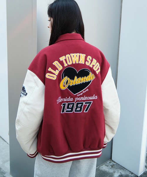 【新品】&エルシー　ワッペンスタジャン スタジャン 「HOOK」 アメカジ配色クマワッペンスタジャンジャケット