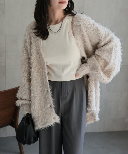 セール】プードルシャギーニットカーディガン（カーディガン/ボレロ