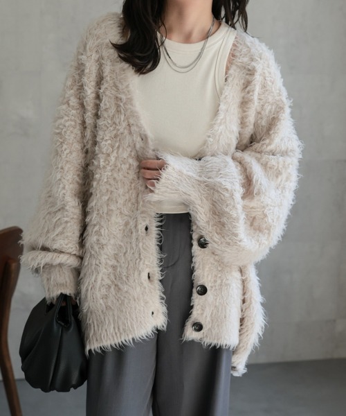 セール】プードルシャギーニットカーディガン（カーディガン/ボレロ