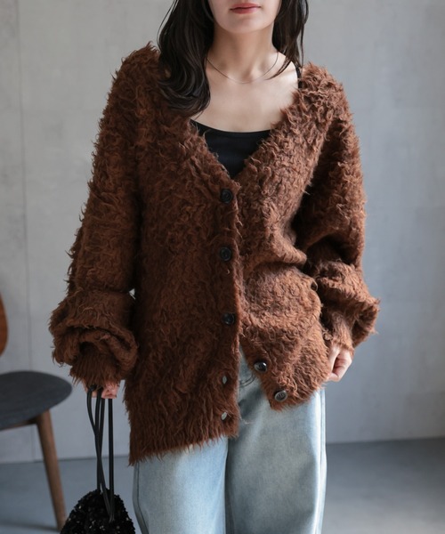 ap retro(アプレトロ)の「プードルシャギーニットカーディガン(カーディガン/ボレロ・レディース・グレイッシュベージュ/ピンク/ブラウン/チャコール・FREE)」の21枚目の写真