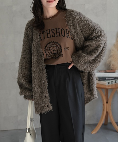 ap retro(アプレトロ)の「プードルシャギーニットカーディガン(カーディガン/ボレロ・レディース・グレイッシュベージュ/ピンク/ブラウン/チャコール・FREE)」の14枚目の写真