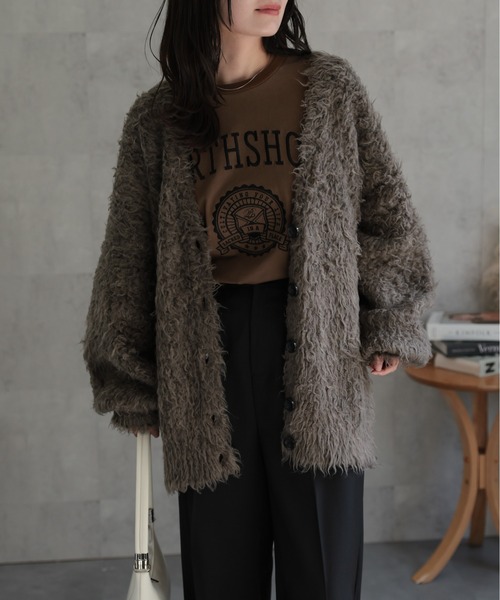 ap retro(アプレトロ)の「プードルシャギーニットカーディガン(カーディガン/ボレロ・レディース・グレイッシュベージュ/ピンク/ブラウン/チャコール・FREE)」の12枚目の写真