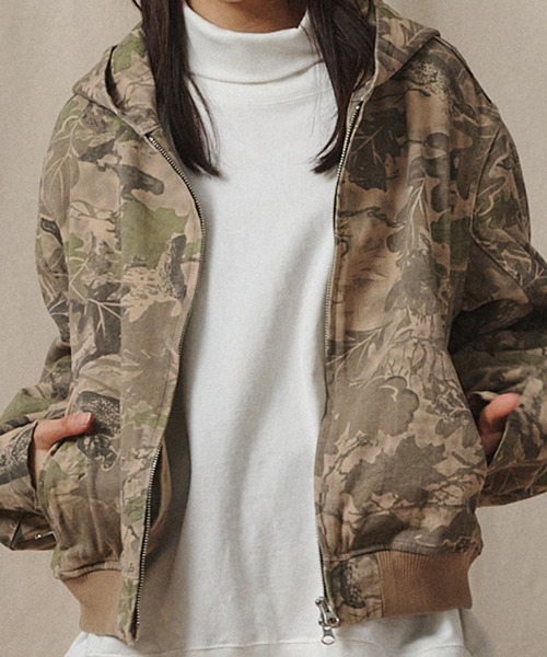 Universal Style Wear(ユニバーサルスタイルウェア)の「Universal Style Wear CAMO ZIP フーディー(パーカー・メンズ・グレー系カモフラージュ/デザートカモ/リアルツリーカモ・MEDIUM/LARGE/X-LARGE)」の9枚目の写真