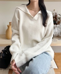 【Eclat one】スキッパー オーバーサイズ ニット