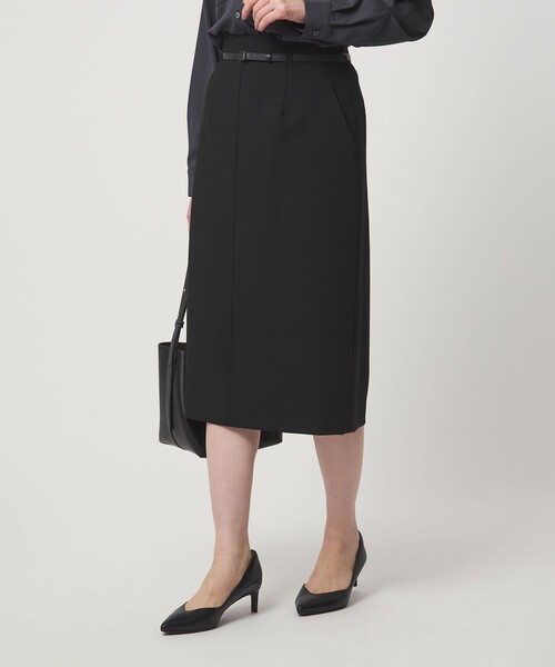 Curensology ダブルクロスタイトスカート 黒 ダブルクロス タイト スカート ウォッシャブル ストレッチ（スカート