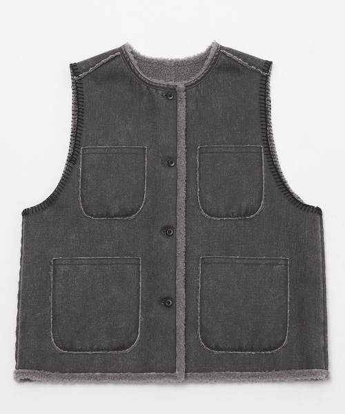 セール】リバーシブルムートンボアベスト（ベスト）｜niko and