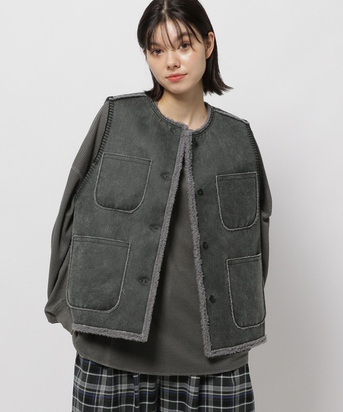 セール】リバーシブルムートンボアベスト（ベスト）｜niko and