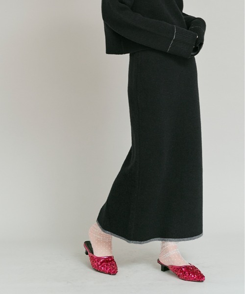 スカート BICOLOR KNIT SKIRT リバーシブル バイカラー ニット スカート / Reversible Bicolor Knit