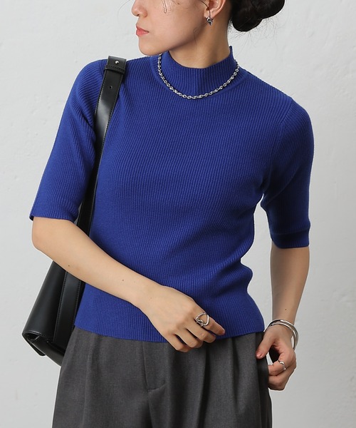 COLONY 2139（コロニートゥーワンスリーナイン）の「PBT5分袖ハイネックプルオーバー（ニット/セーター・レディース・ベージュ/ブラウン/ピンク/バーガンディー/オフホワイト/ブルー/ブラック/グレー系その他・FREE）」の6枚目の写真