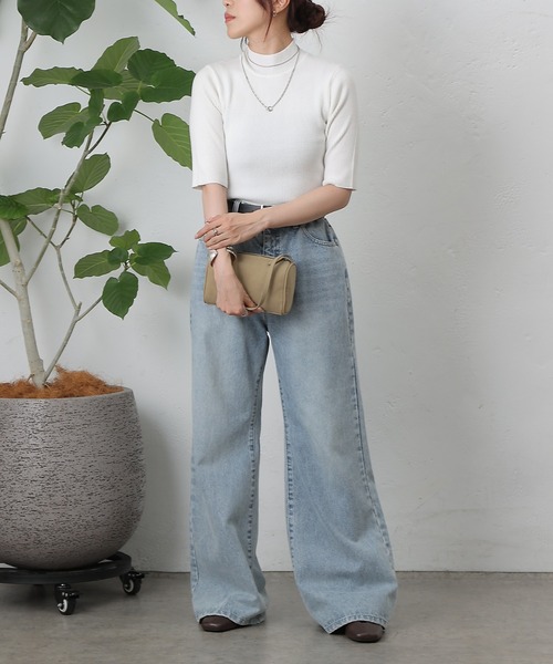 COLONY 2139（コロニートゥーワンスリーナイン）の「PBT5分袖ハイネックプルオーバー（ニット/セーター・レディース・ベージュ/ブラウン/ピンク/バーガンディー/オフホワイト/ブルー/ブラック/グレー系その他・FREE）」の13枚目の写真