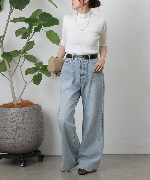 COLONY 2139（コロニートゥーワンスリーナイン）の「PBT5分袖ハイネックプルオーバー（ニット/セーター・レディース・ベージュ/ブラウン/ピンク/バーガンディー/オフホワイト/ブルー/ブラック/グレー系その他・FREE）」の14枚目の写真