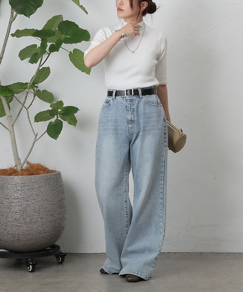 COLONY 2139（コロニートゥーワンスリーナイン）の「PBT5分袖ハイネックプルオーバー（ニット/セーター・レディース・ベージュ/ブラウン/ピンク/バーガンディー/オフホワイト/ブルー/ブラック/グレー系その他・FREE）」の15枚目の写真