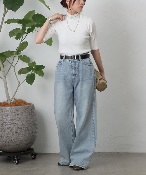 COLONY 2139（コロニートゥーワンスリーナイン）の「PBT5分袖ハイネックプルオーバー（ニット/セーター・レディース・ベージュ/ブラウン/ピンク/バーガンディー/オフホワイト/ブルー/ブラック/グレー系その他・FREE）」の16枚目の写真