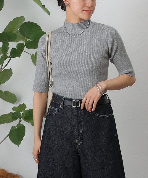 COLONY 2139（コロニートゥーワンスリーナイン）の「PBT5分袖ハイネックプルオーバー（ニット/セーター・レディース・ベージュ/ブラウン/ピンク/バーガンディー/オフホワイト/ブルー/ブラック/グレー系その他・FREE）」の17枚目の写真