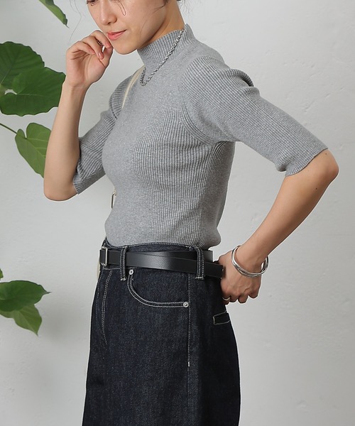 COLONY 2139（コロニートゥーワンスリーナイン）の「PBT5分袖ハイネックプルオーバー（ニット/セーター・レディース・ベージュ/ブラウン/ピンク/バーガンディー/オフホワイト/ブルー/ブラック/グレー系その他・FREE）」の19枚目の写真