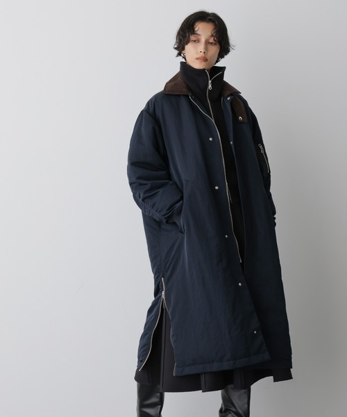 ナノユニバース　西川ダウン　ロングダウン　36ネイビー 西川ダウン(R)」サージロングダウン（ダウンジャケット/コート