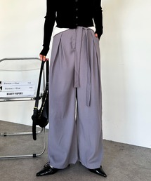 ウエストリボンデザイン ルーズワイドスラックス オールシーズン 定番 きれいめ