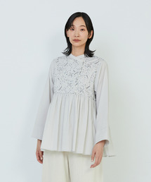 ADIEU TRISTESSE アデュートリステス リネン×綿ボイル刺繍ブラウス ADIEU TRISTESSE アデュートリステス リネン×綿ボイル刺繍ブラウス