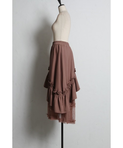 tocco closet（トッコ　クローゼット）の「【ZOZO限定】チュールフリル切替アシメトリースカート（スカート・レディース・モーブ系/ブラック/チャコールグレー・M）」の13枚目の写真