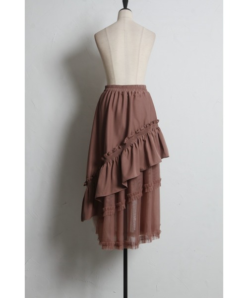 tocco closet（トッコ　クローゼット）の「【ZOZO限定】チュールフリル切替アシメトリースカート（スカート・レディース・モーブ系/ブラック/チャコールグレー・M）」の14枚目の写真