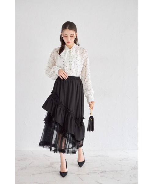 tocco closet（トッコ　クローゼット）の「【ZOZO限定】チュールフリル切替アシメトリースカート（スカート・レディース・モーブ系/ブラック/チャコールグレー・M）」の20枚目の写真