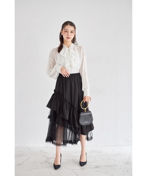 tocco closet（トッコ　クローゼット）の「【ZOZO限定】チュールフリル切替アシメトリースカート（スカート・レディース・モーブ系/ブラック/チャコールグレー・M）」の19枚目の写真