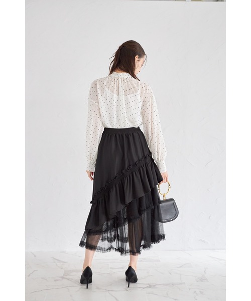 tocco closet（トッコ　クローゼット）の「【ZOZO限定】チュールフリル切替アシメトリースカート（スカート・レディース・モーブ系/ブラック/チャコールグレー・M）」の22枚目の写真