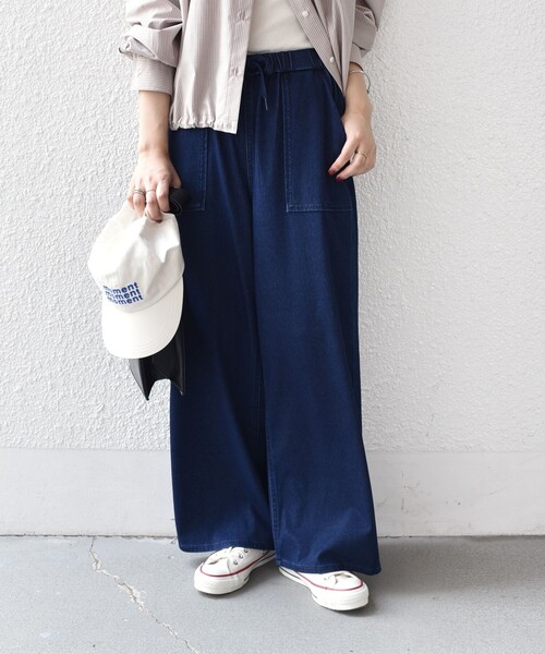 SHIPS Colors:〈洗濯機可能〉カットデニム ドロスト パンツ◇（デニム