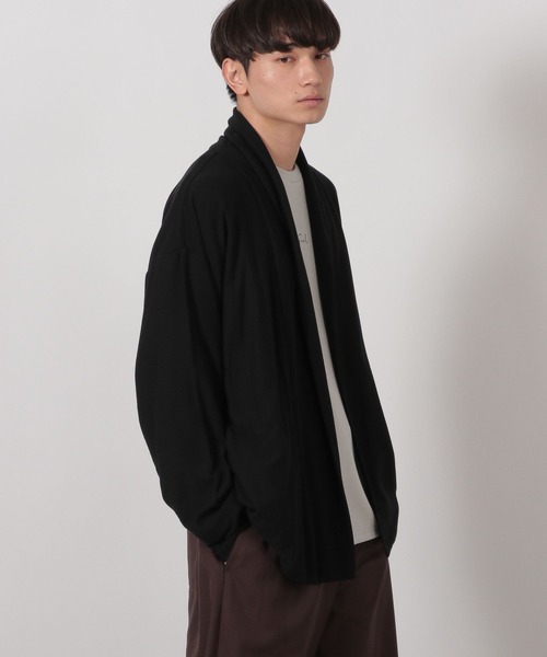 LAKOLE(ラコレ)の「梨地ショールカーデ長袖 / 589540(カーディガン/ボレロ・メンズ・グレー/ブラック/キャメル・MEDIUM/LARGE)」の1枚目の写真