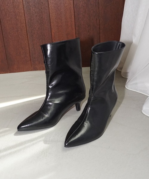 エレガントポインテッドトゥ ショートブーツ chs25a018-ファッション