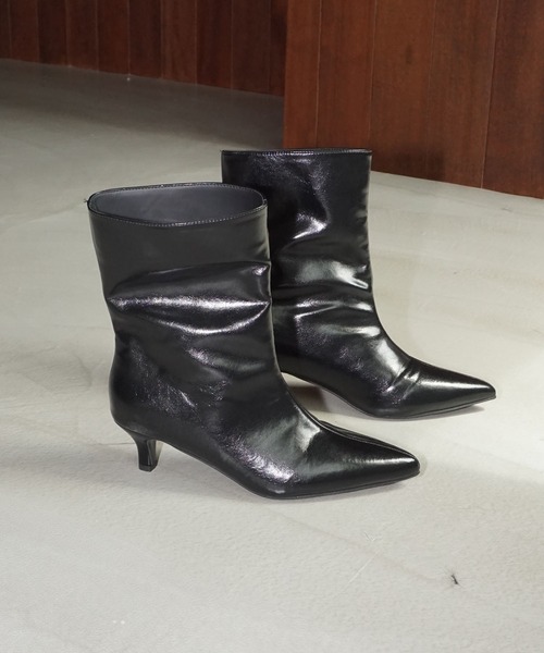 エレガントポインテッドトゥ ショートブーツ chs25a018-ファッション