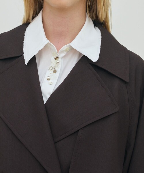 DES PRES(デ・プレ)の「ハイツイストギャバジン トレンチコート(トレンチコート・レディース・ダークブラウン/ブラウン/グレー系その他2/チャコールグレー/ライトベージュ・36/34)」の10枚目の写真