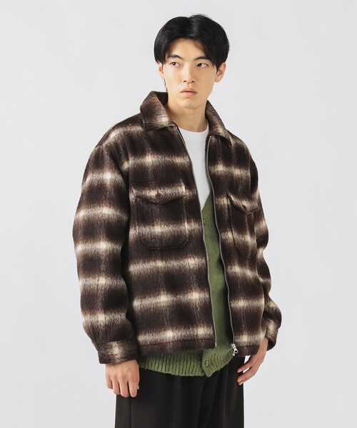 セール】シャギー チェック ジップ シャツ ジャケット（シャツ