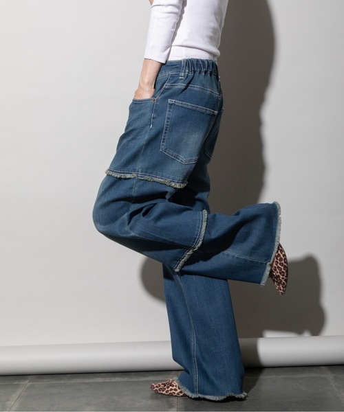 lodie(ロディ)の「ランダムキリカエ ワイドデニムパンツ(デニムパンツ・レディース・インディゴブルー/ブルー/ケミカルウォッシュ・FREE)」の21枚目の写真
