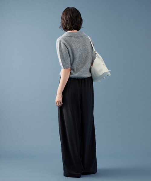 mystic（ミスティック）の「衿付き半袖ニット（ニット/セーター・レディース・グレー/ベージュ/ブラック・FREE）」の6枚目の写真