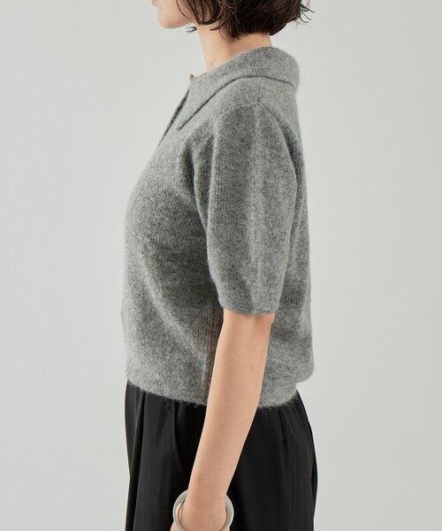 mystic（ミスティック）の「衿付き半袖ニット（ニット/セーター・レディース・グレー/ベージュ/ブラック・FREE）」の8枚目の写真