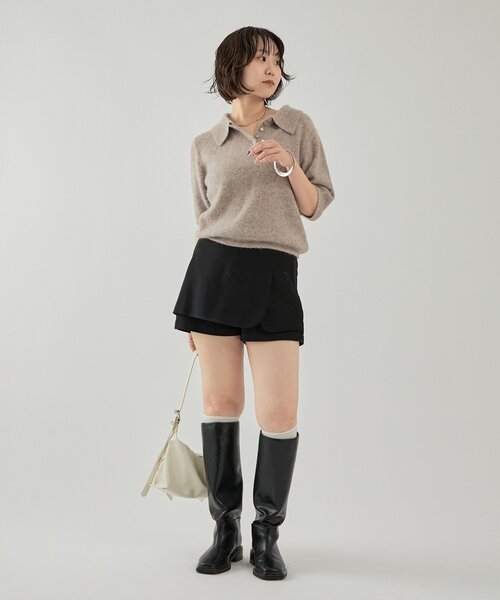 mystic（ミスティック）の「衿付き半袖ニット（ニット/セーター・レディース・グレー/ベージュ/ブラック・FREE）」の17枚目の写真