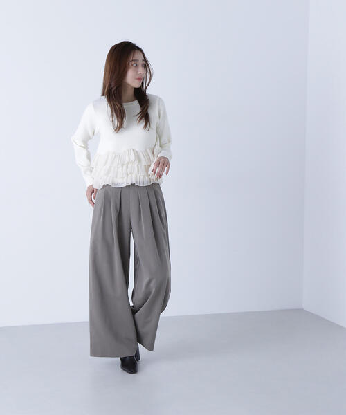 NATURAL BEAUTY BASIC（ナチュラルビューティーベーシック）の「◇ウエストラインタックワイドパンツ（その他パンツ・レディース・ピンク/ブラウン・MEDIUM/P/S）」の12枚目の写真