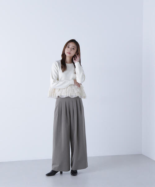 NATURAL BEAUTY BASIC（ナチュラルビューティーベーシック）の「◇ウエストラインタックワイドパンツ（その他パンツ・レディース・ピンク/ブラウン・MEDIUM/P/S）」の10枚目の写真