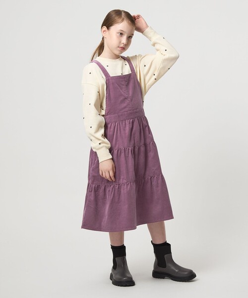 green label relaxing(グリーンレーベルリラクシング)の「コーデュロイ ジャンパースカート / キッズ 100cm-160cm(ワンピース・キッズ・ダークグレー/パープル・150cm/100cm/130cm/110cm/140cm/120cm/160cm)」の4枚目の写真