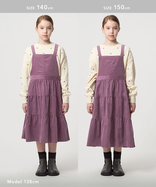 green label relaxing(グリーンレーベルリラクシング)の「コーデュロイ ジャンパースカート / キッズ 100cm-160cm(ワンピース・キッズ・ダークグレー/パープル・150cm/100cm/130cm/110cm/140cm/120cm/160cm)」の6枚目の写真