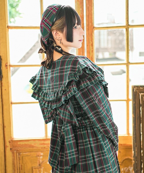 kutir（クティール）の「【クティールとレトロ】ベロアリボンチェックベレー帽（ハンチング/ベレー帽・レディース・ブラウン/グリーン/レッド/イエロー・FREE）」の17枚目の写真