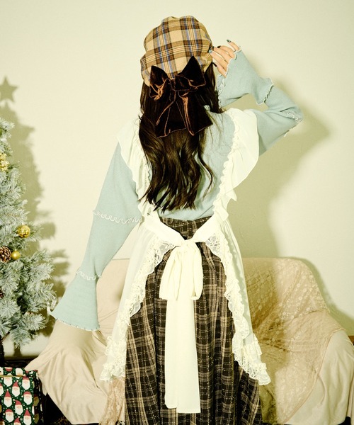 kutir（クティール）の「【クティールとレトロ】ベロアリボンチェックベレー帽（ハンチング/ベレー帽・レディース・ブラウン/グリーン/レッド/イエロー・FREE）」の8枚目の写真