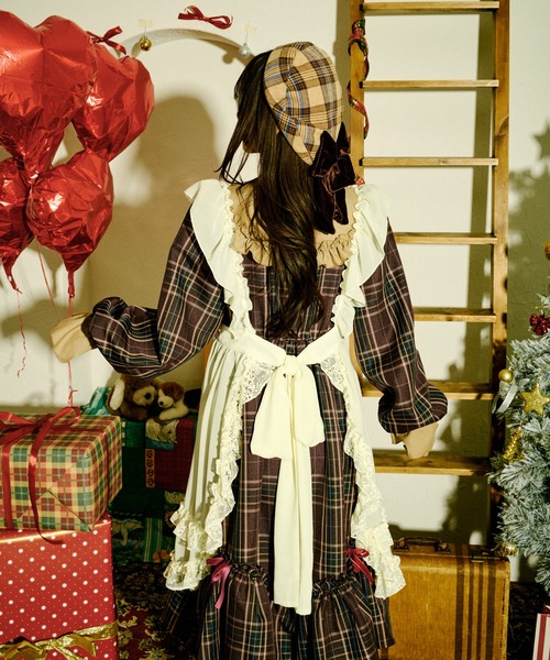 kutir（クティール）の「【クティールとレトロ】ベロアリボンチェックベレー帽（ハンチング/ベレー帽・レディース・ブラウン/グリーン/レッド/イエロー・FREE）」の6枚目の写真