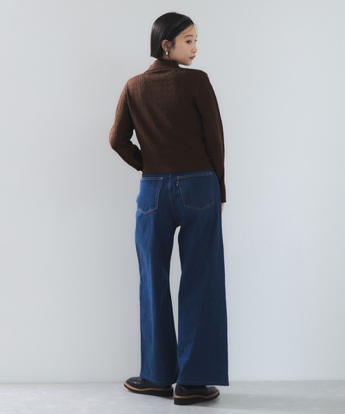 VIS(ビス)の「【POLO BCS】VIS別注ミニケーブルポロ襟ニットカーディガン(カーディガン/ボレロ・レディース・ネイビー/ダークブラウン・FREE)」の9枚目の写真