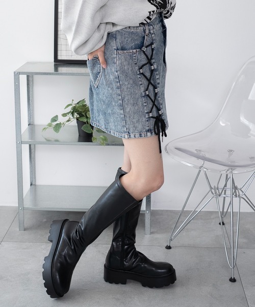 WEGO（ウィゴー）の「WEGO/レースアップハートポケットデニムスカパン（デニムスカート・レディース・ブラック系3/コバルトブルー・FREE）」の15枚目の写真