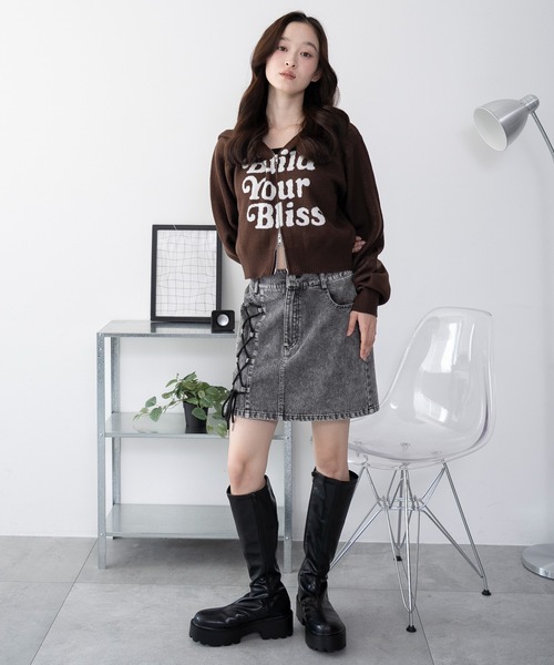 WEGO（ウィゴー）の「WEGO/レースアップハートポケットデニムスカパン（デニムスカート・レディース・ブラック系3/コバルトブルー・FREE）」の13枚目の写真